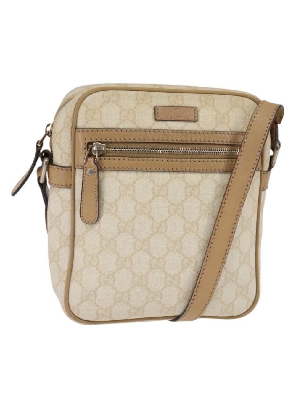 GUCCI GG Supreme Shoulder Bag PVC Beige Gold 233268
